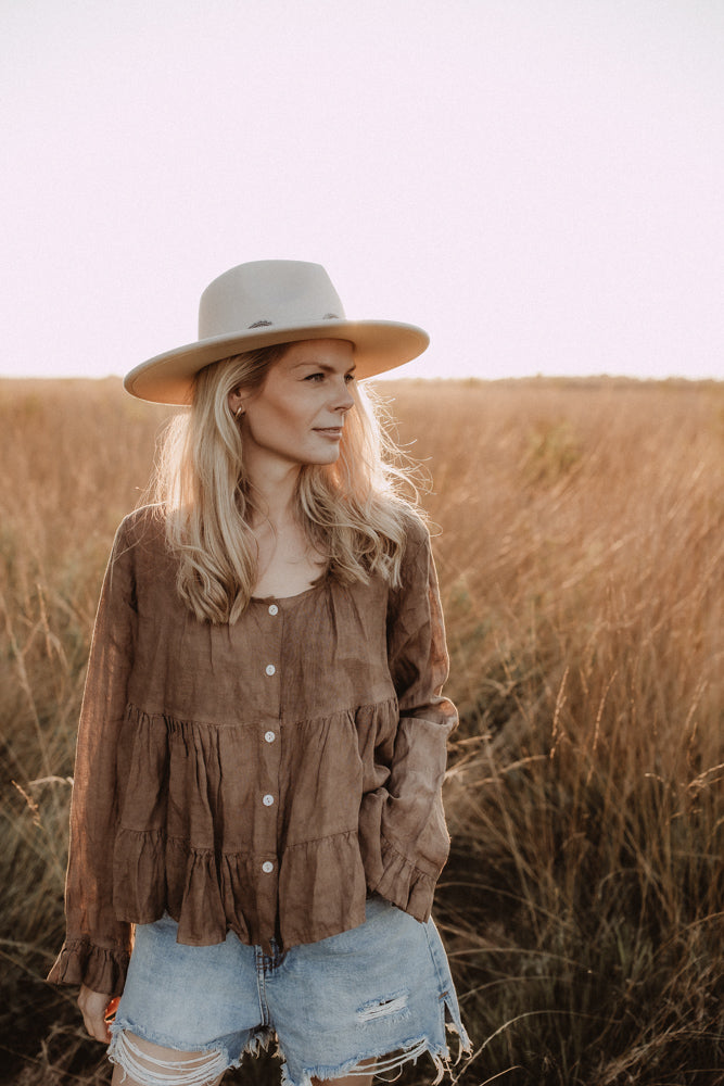 Blouse Linnen camel