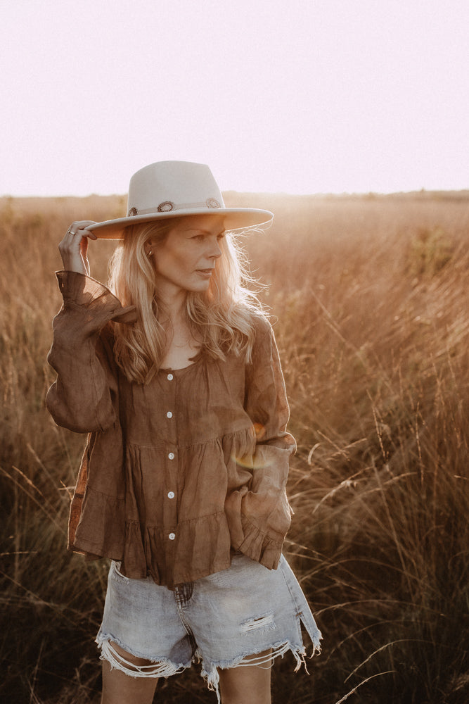 Blouse Linnen camel