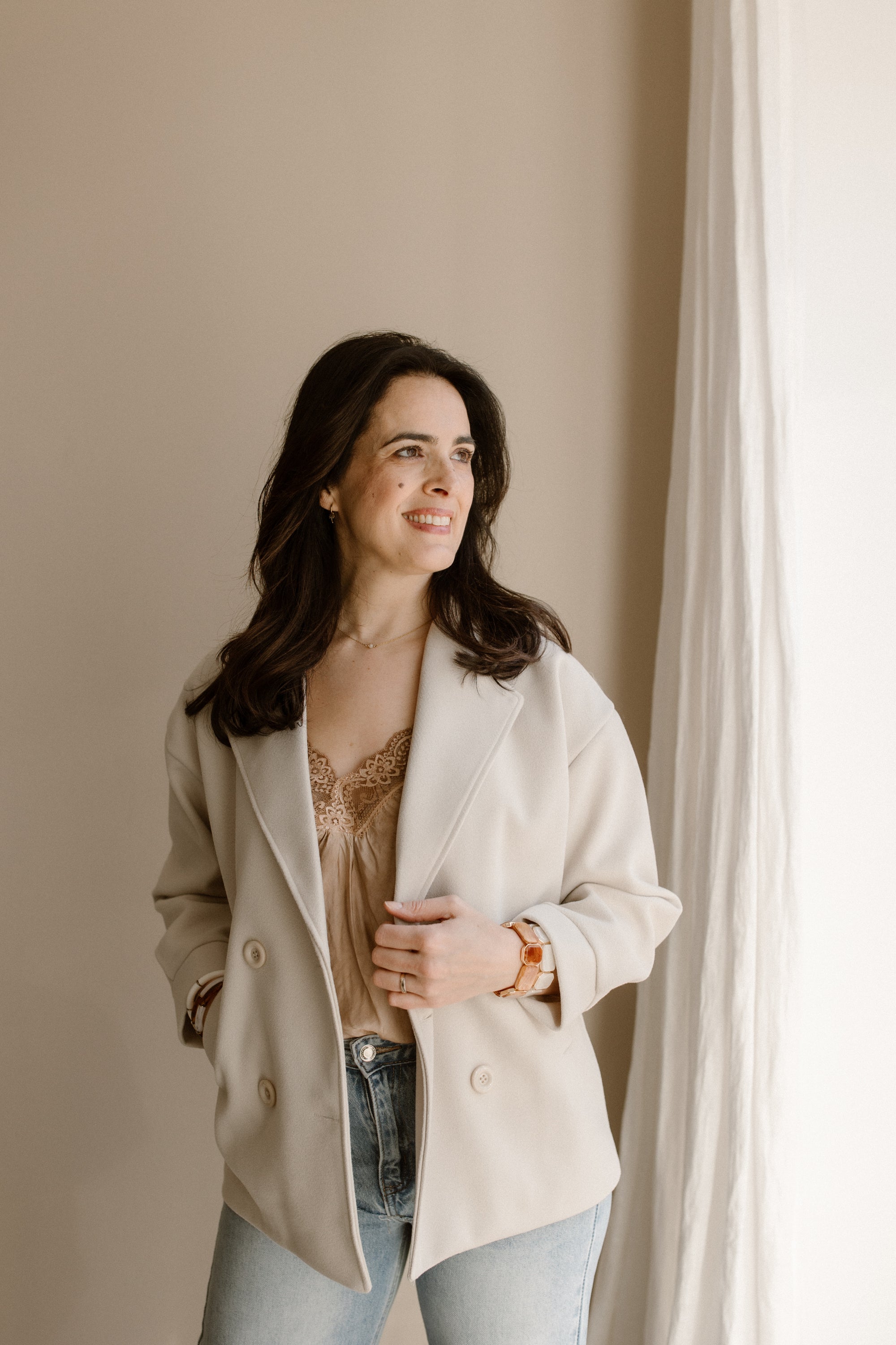 Jacket flora beige