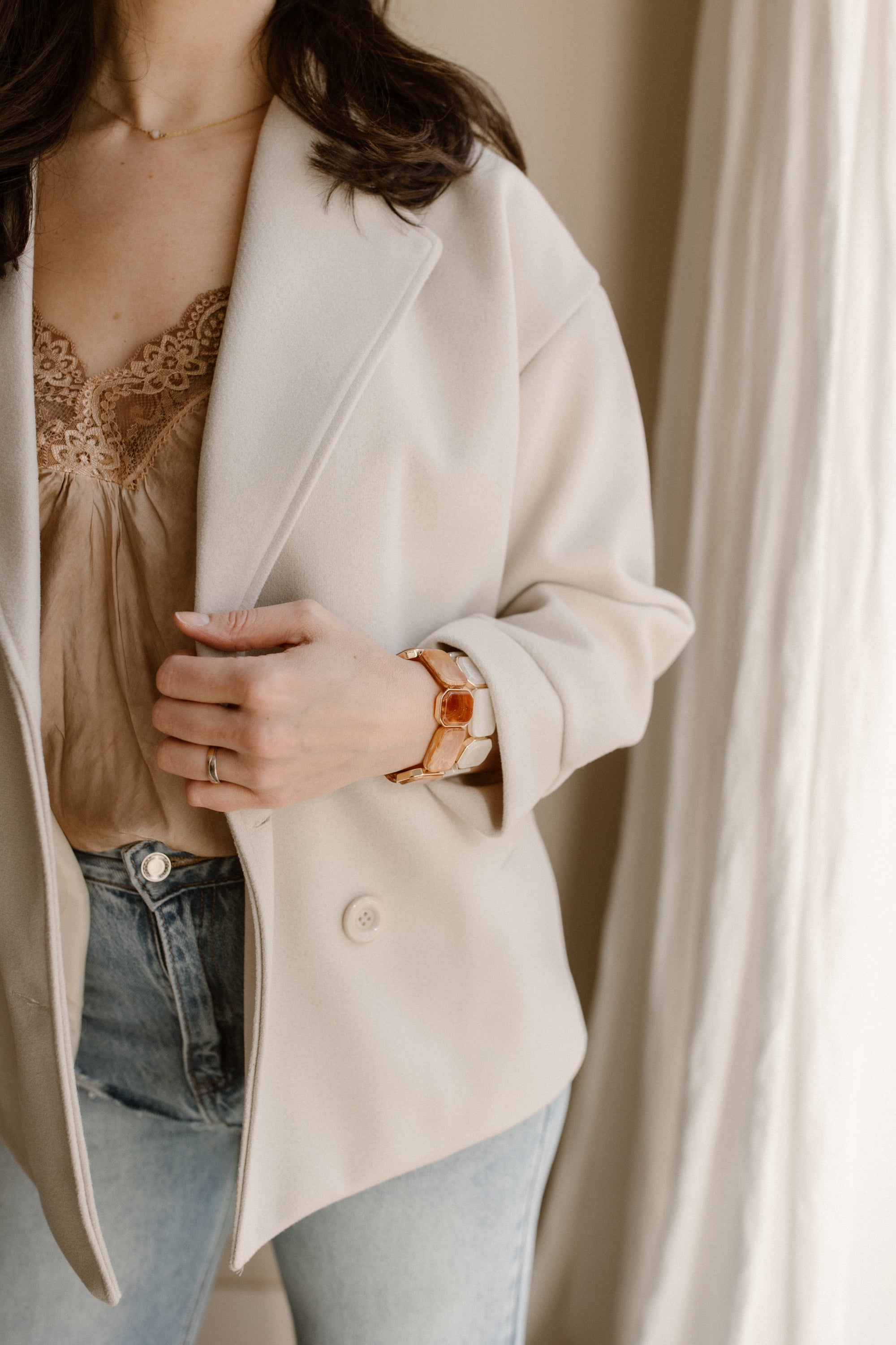 Jacket flora beige