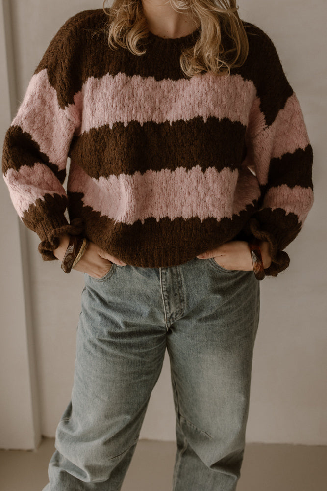 Trui Mees Bordeaux/Pink