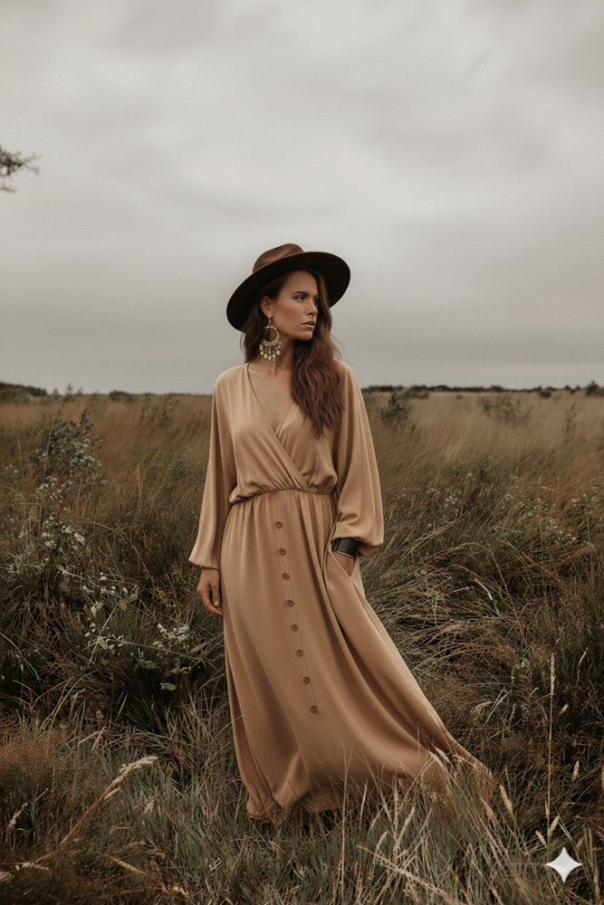 Jurk Luus Licht Camel