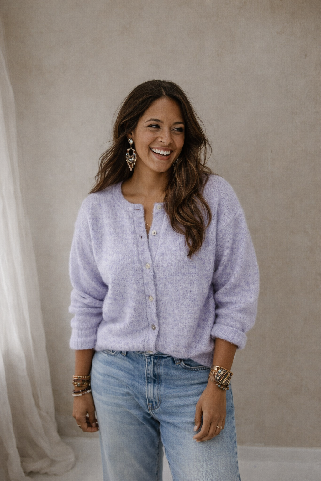 Strickjacke Moos Lila