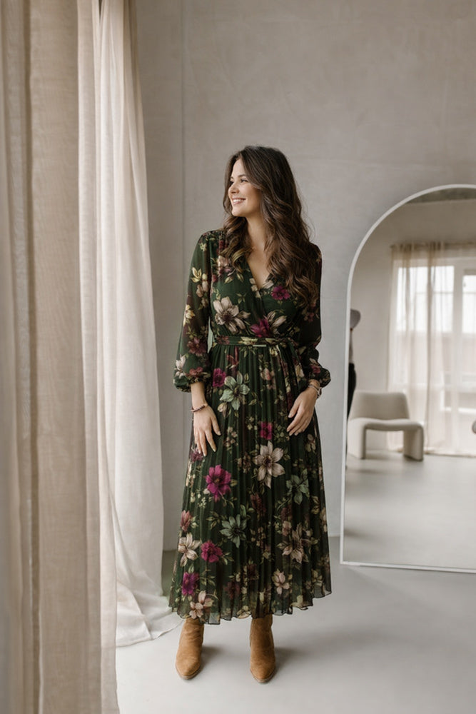 Jurk Sera flowers groen