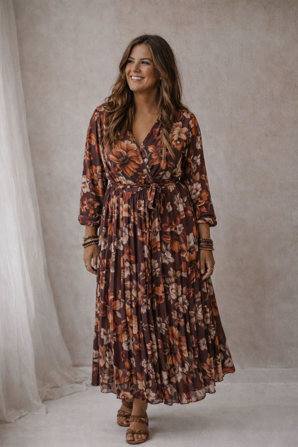 Dress Sera flowers burgundy/orange – LOT