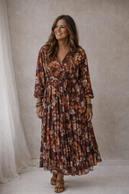 Jurk Sera flowers burgundy/orange