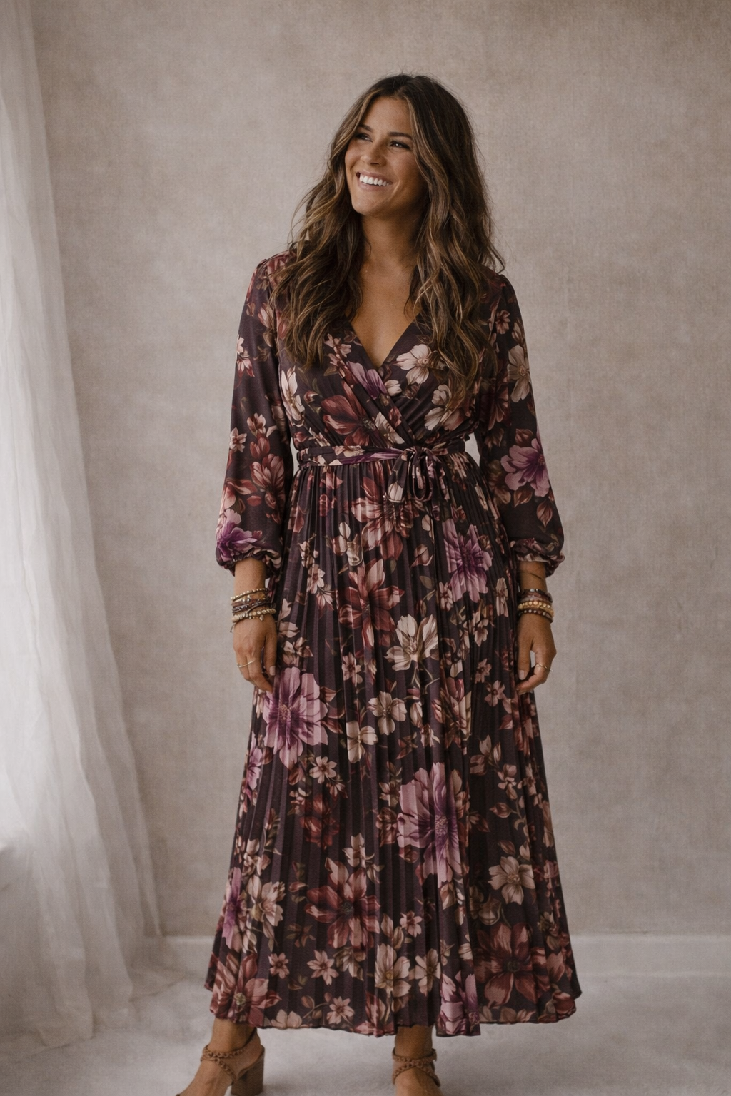 Kleid Sera Blumen braun/rosa