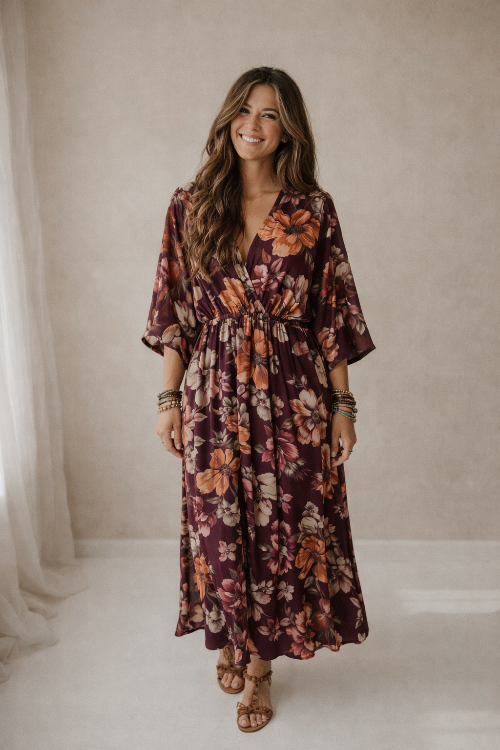 Puck flowers burgundy/orange