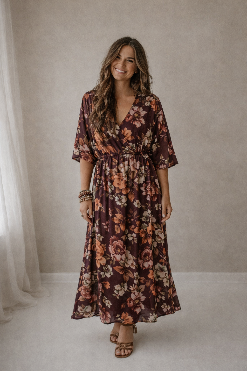 Puck flowers burgundy/orange