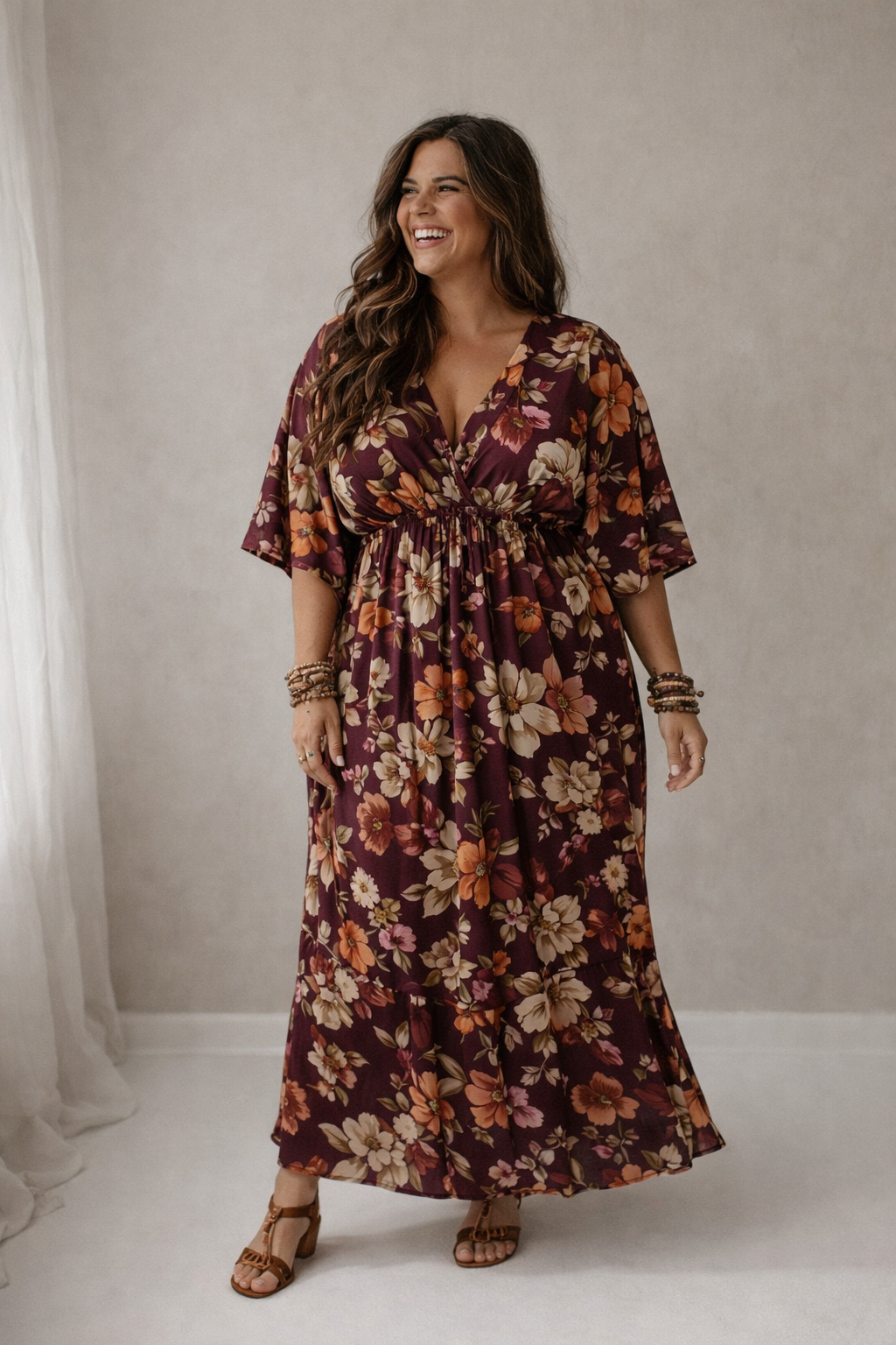 Puck flowers burgundy/orange