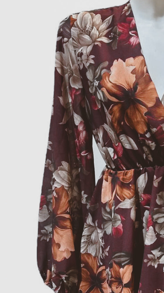 Jurk Sera flowers burgundy/brown