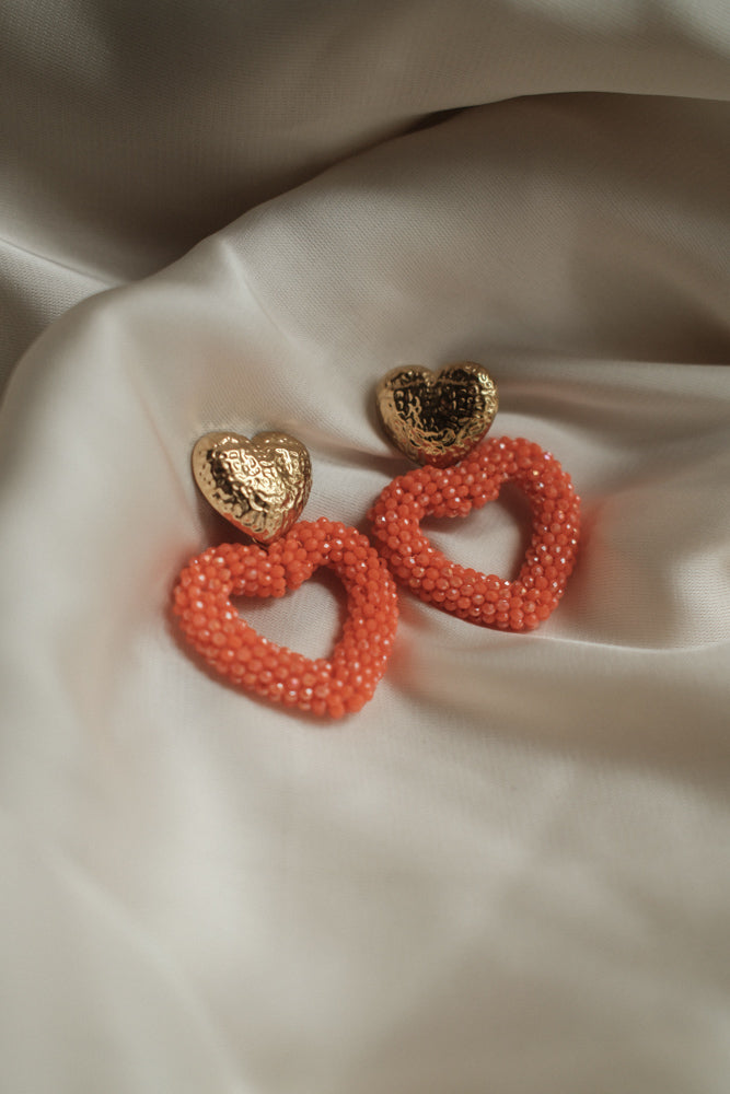 Orange Heart Earring