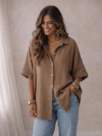 Blouse en mousseline taupe
