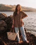 Blouse en mousseline taupe