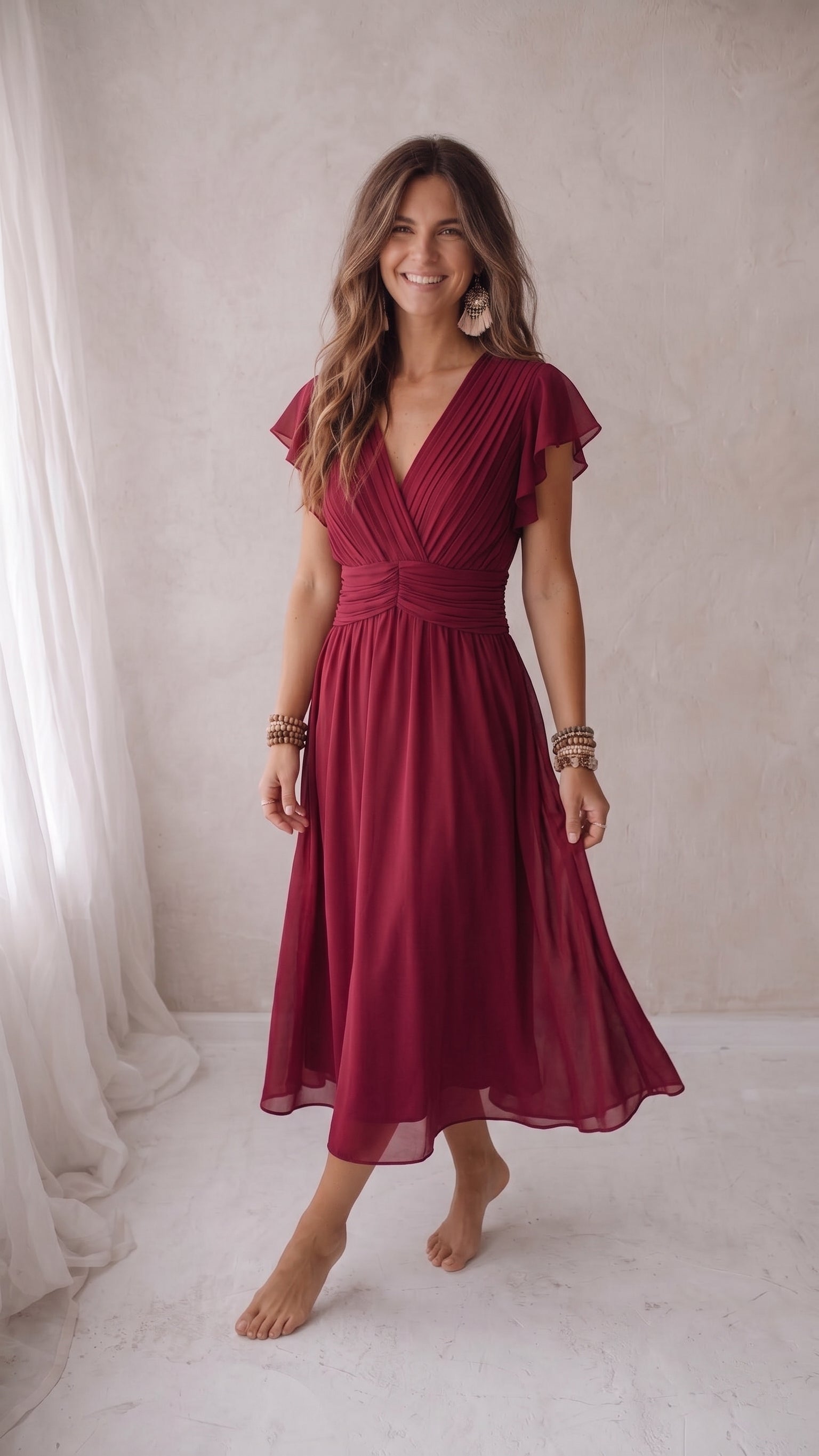Kleid Modell Roos Burgunderrot