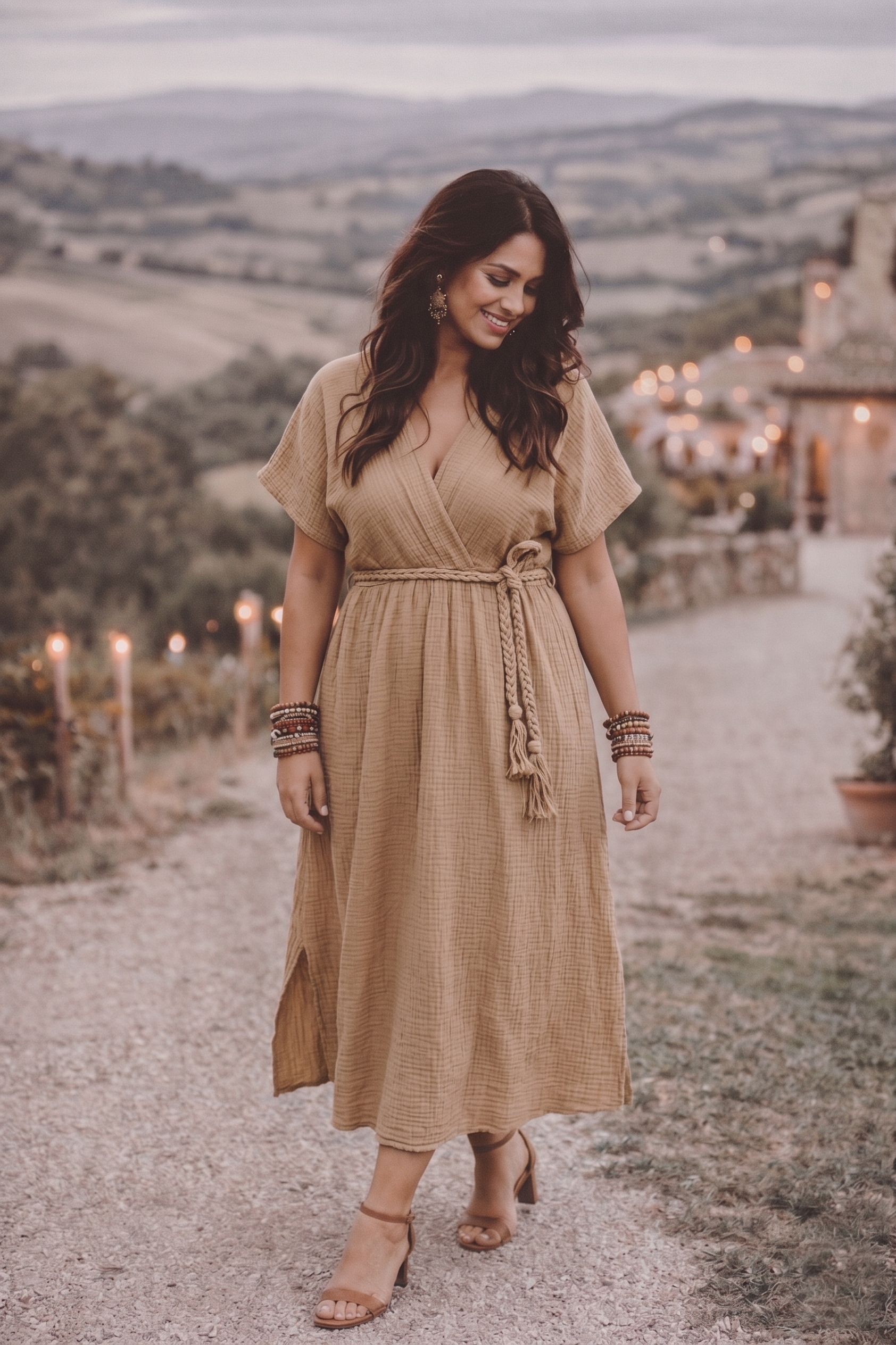 Jurk Nien Licht Camel