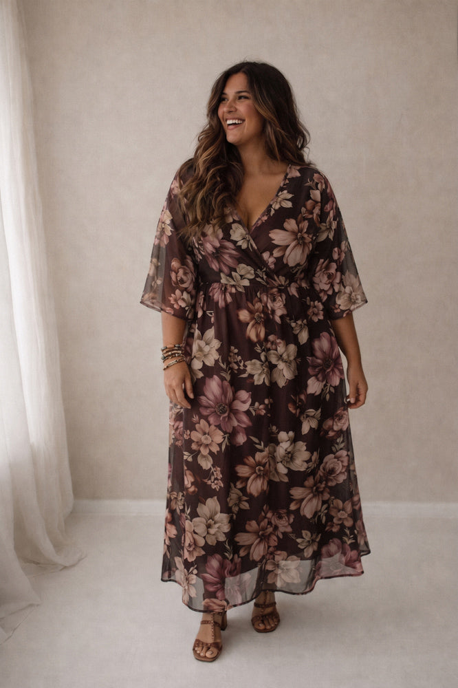 Dress Puck flowers brown/pink