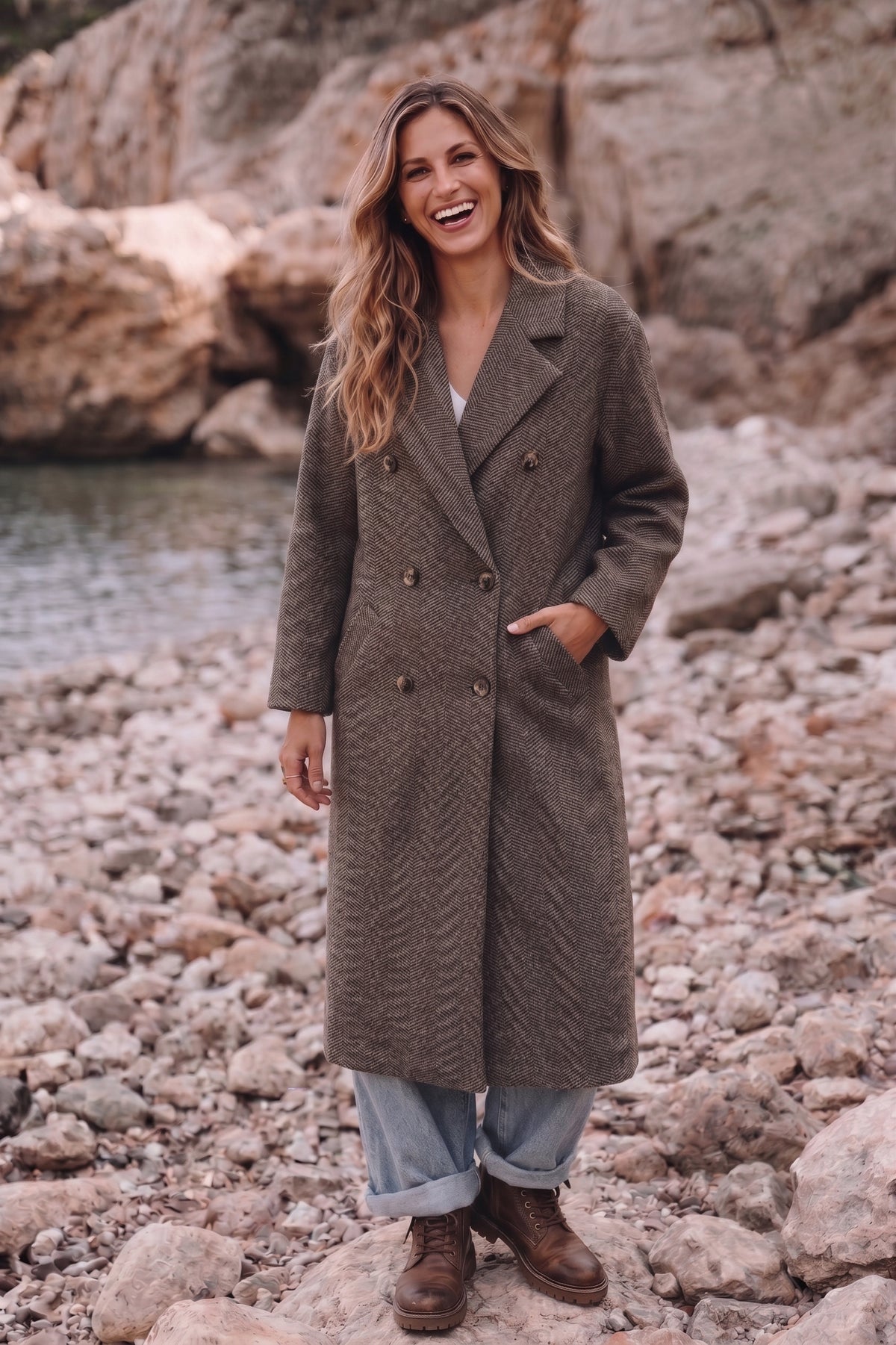 Jas Fleur gemêleerd taupe