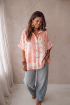 Blouse mousseline pêche