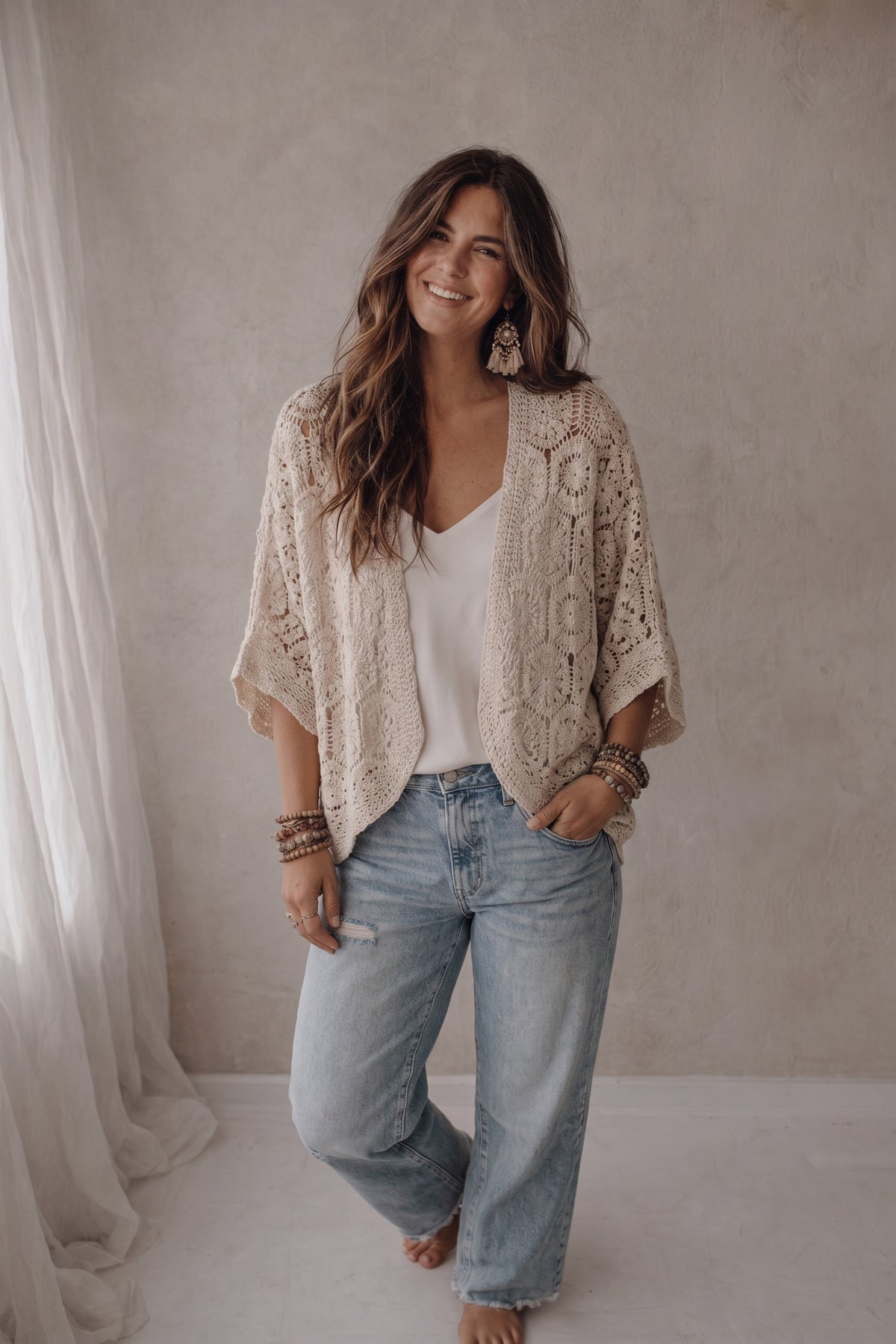 Vestje model Fleur beige