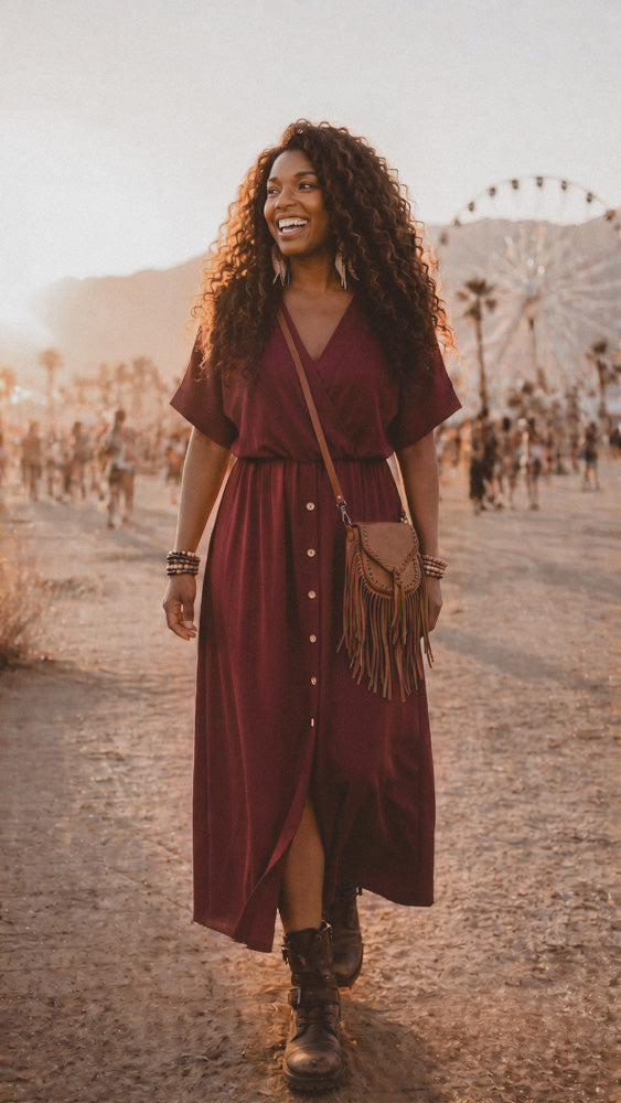 PIÈCE STUDIO ⚡ Robe Noor bordeaux