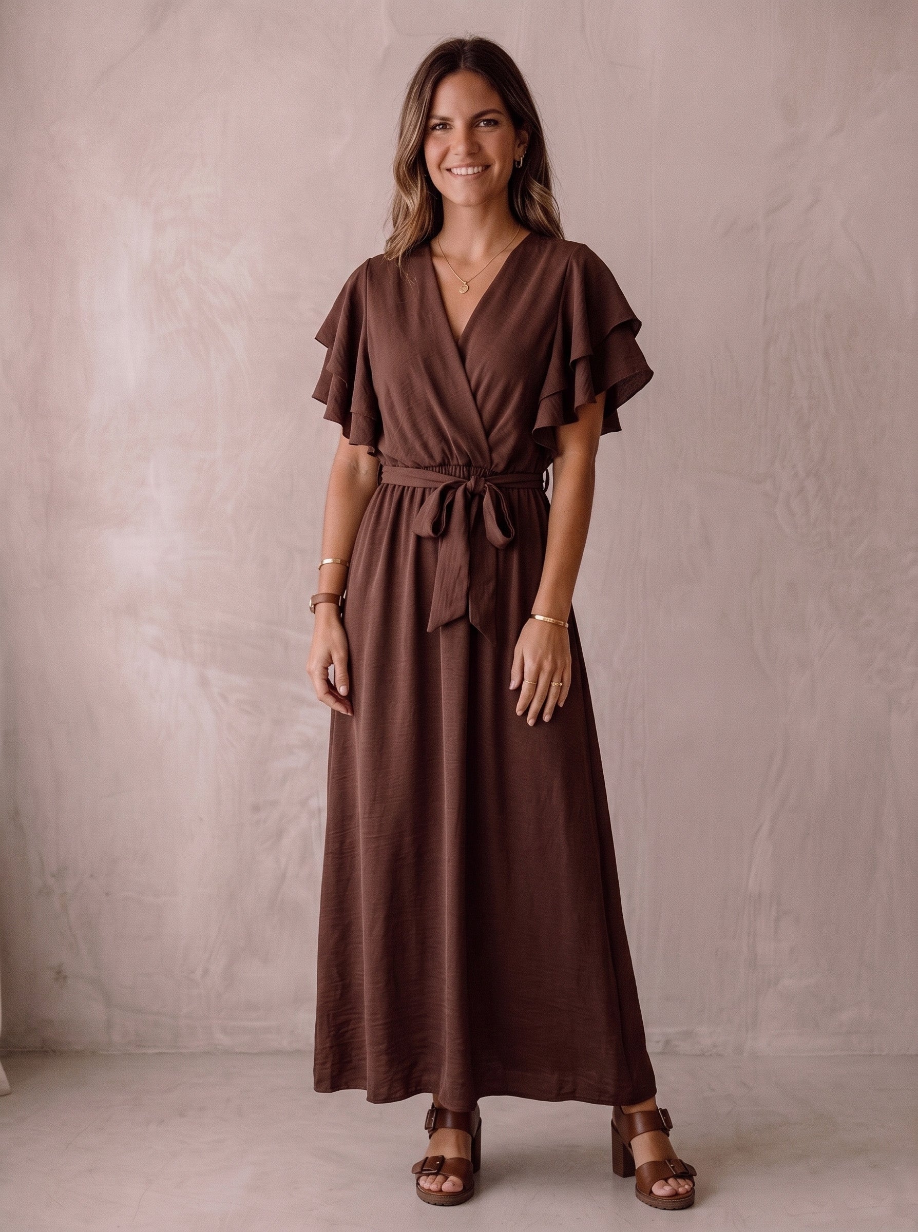 Robe Carly marron