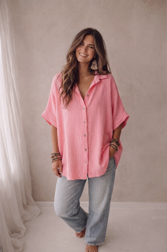 Blouse mousseline rose