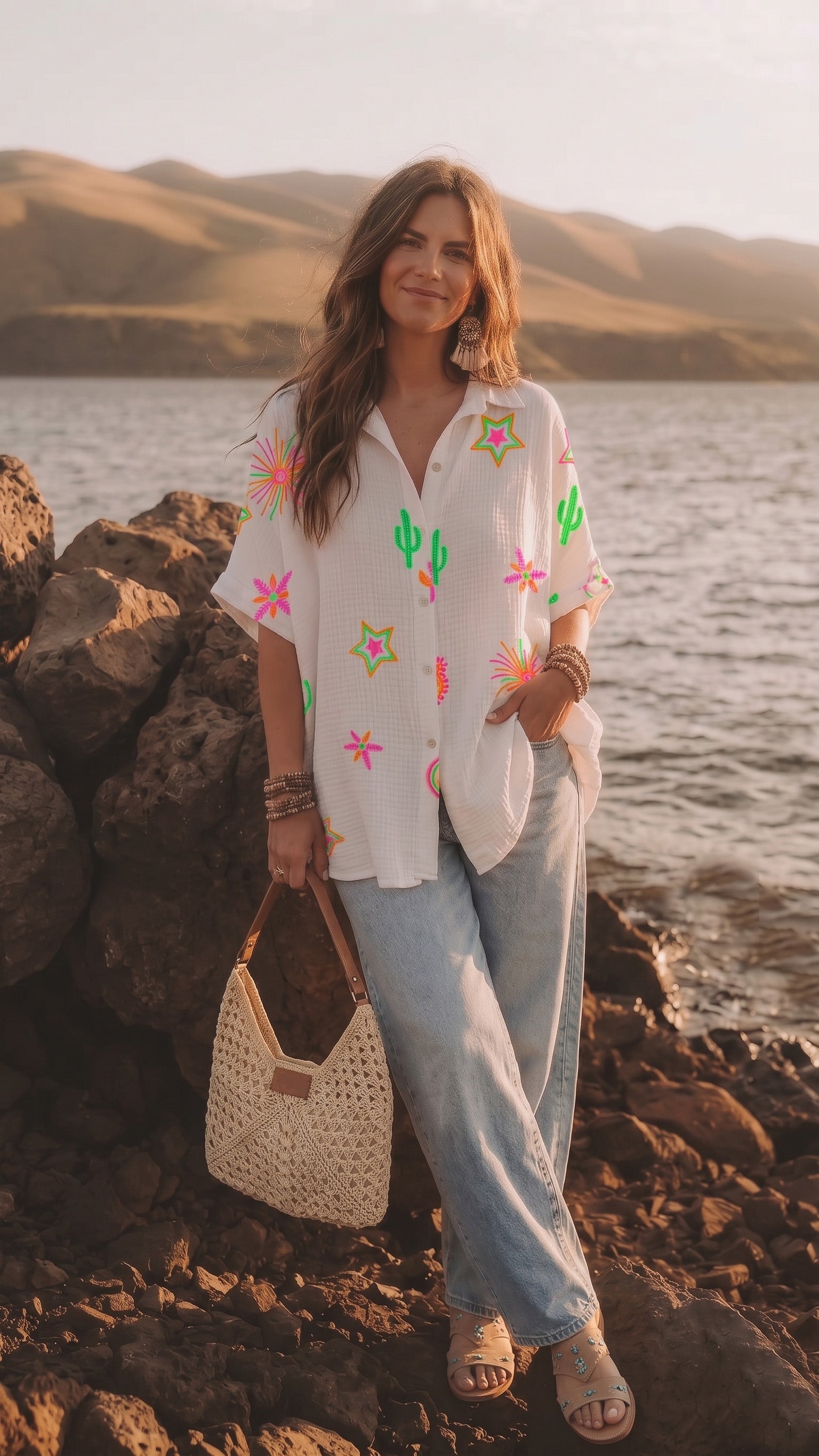 Blouse mousseline pêche