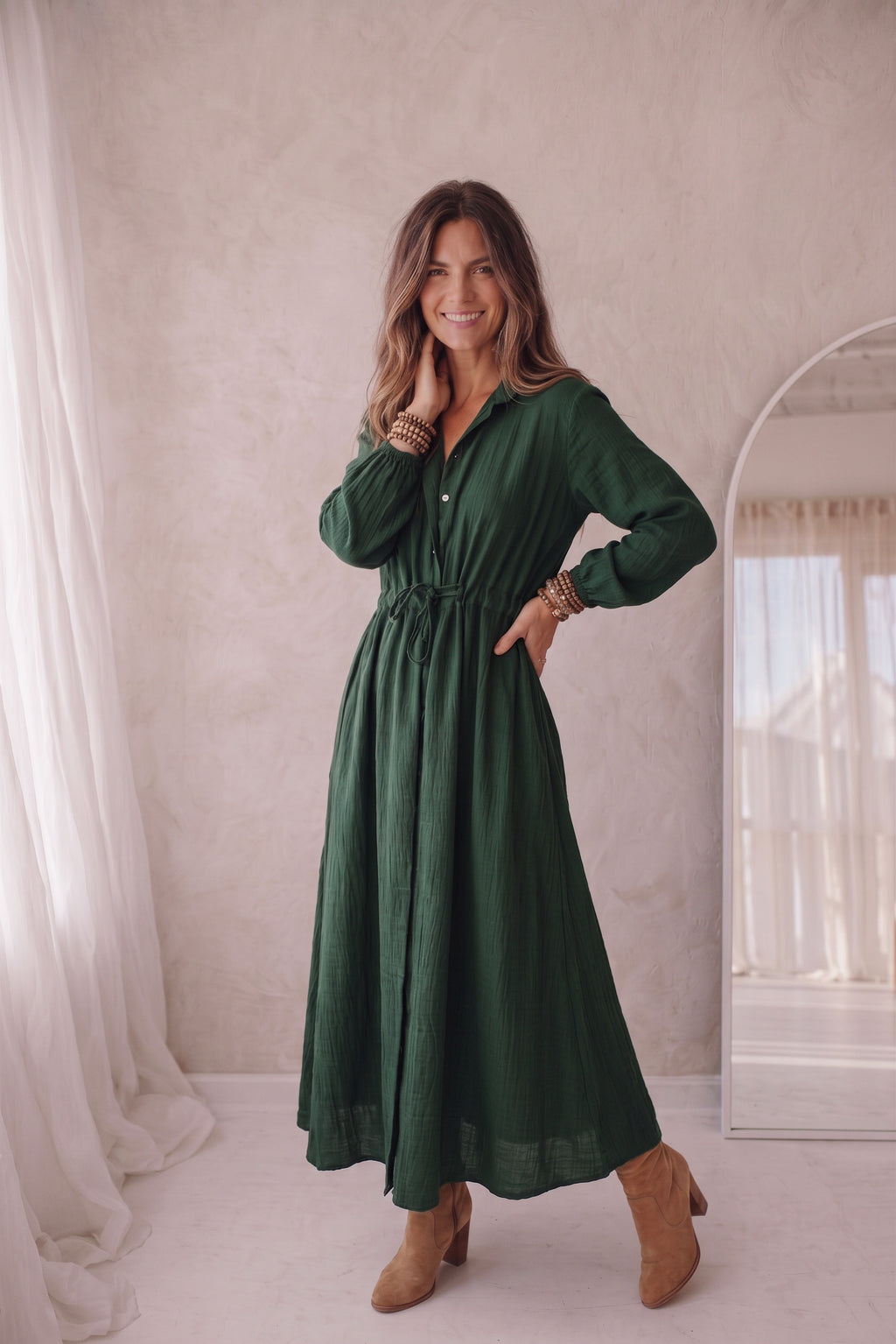 Dress poppy dark green