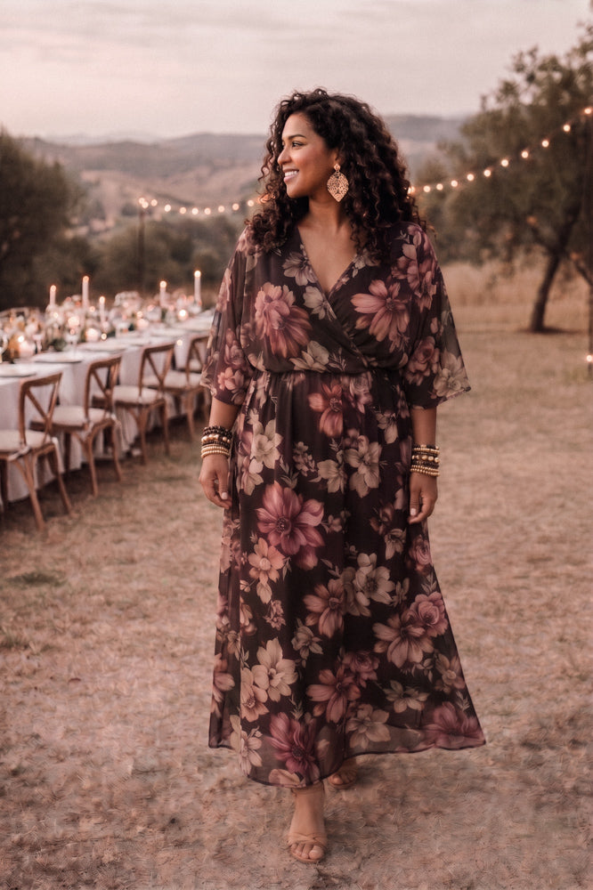 Robe Puck fleurs marron/rose