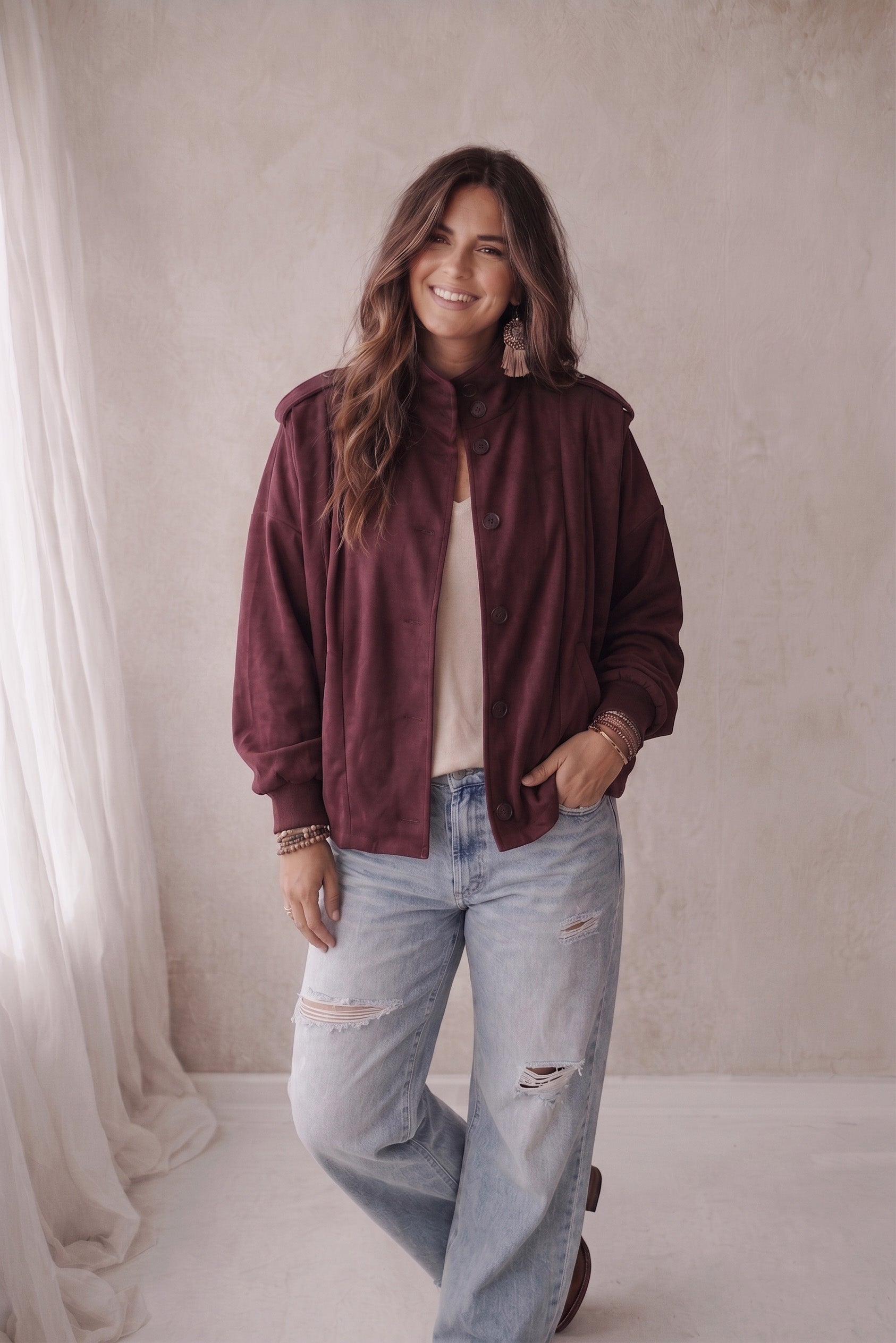 Jacke Modell Loïs, Burgunderrot