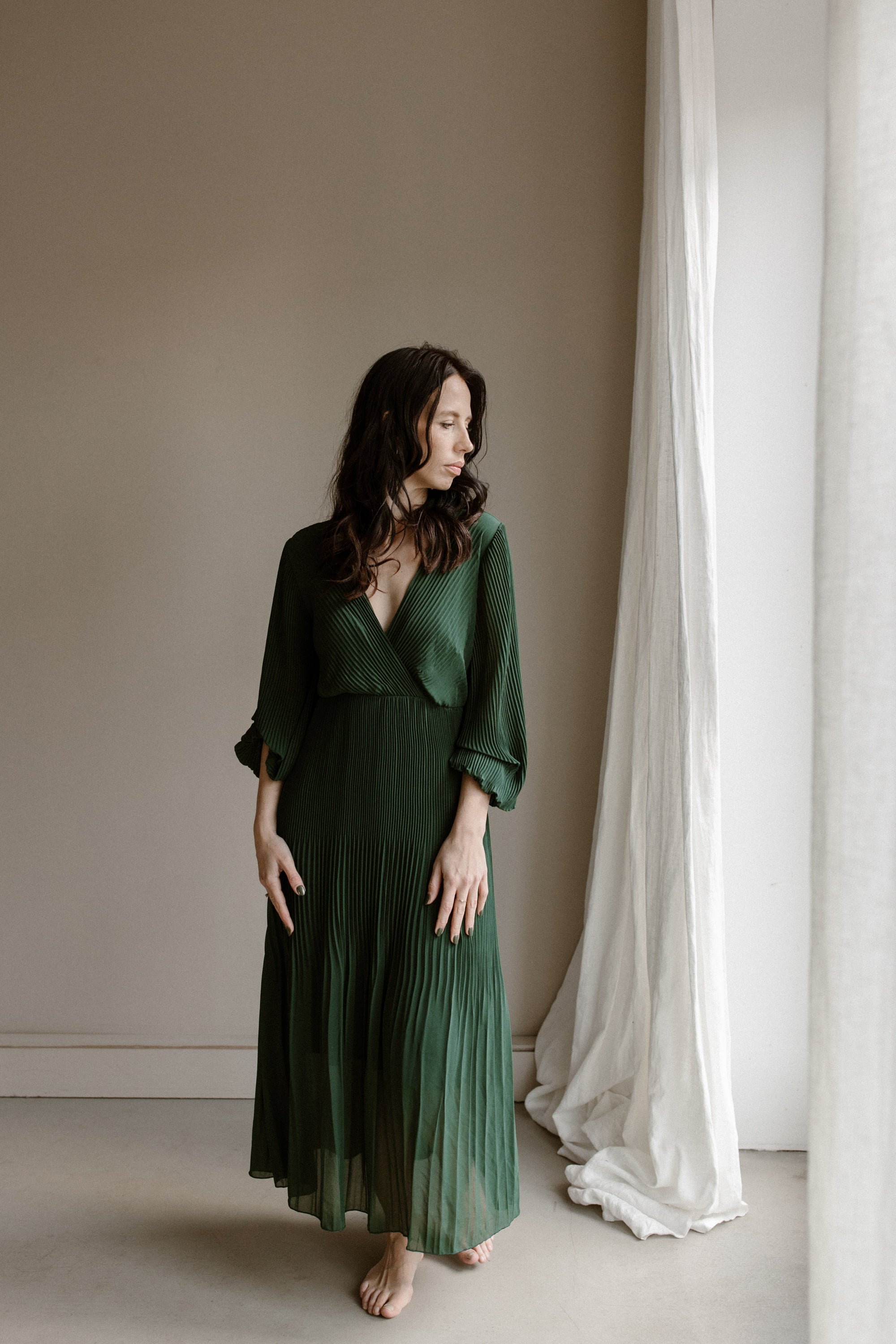 Dress fem green