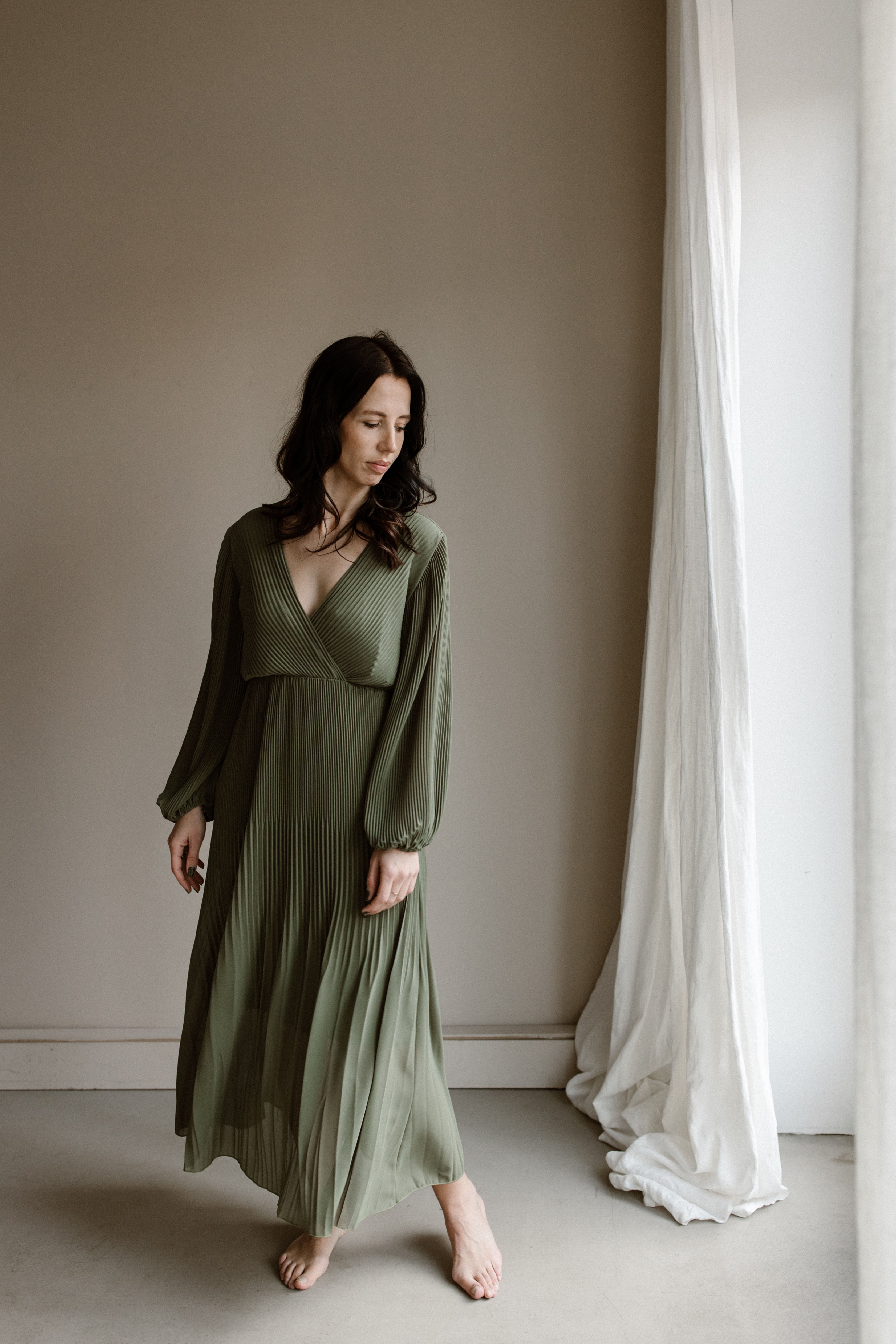 Jurk Fem leger groen