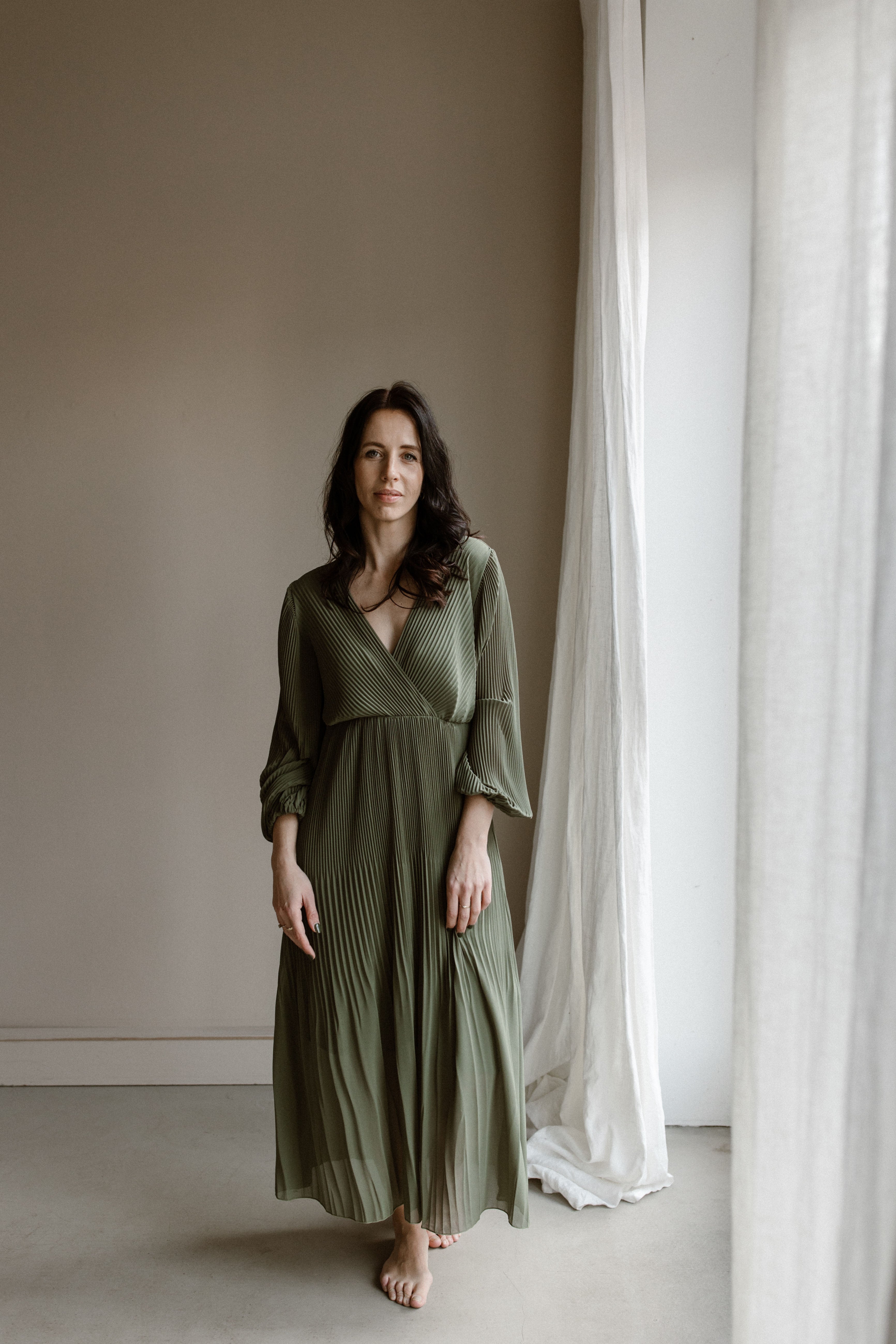 Jurk Fem leger groen