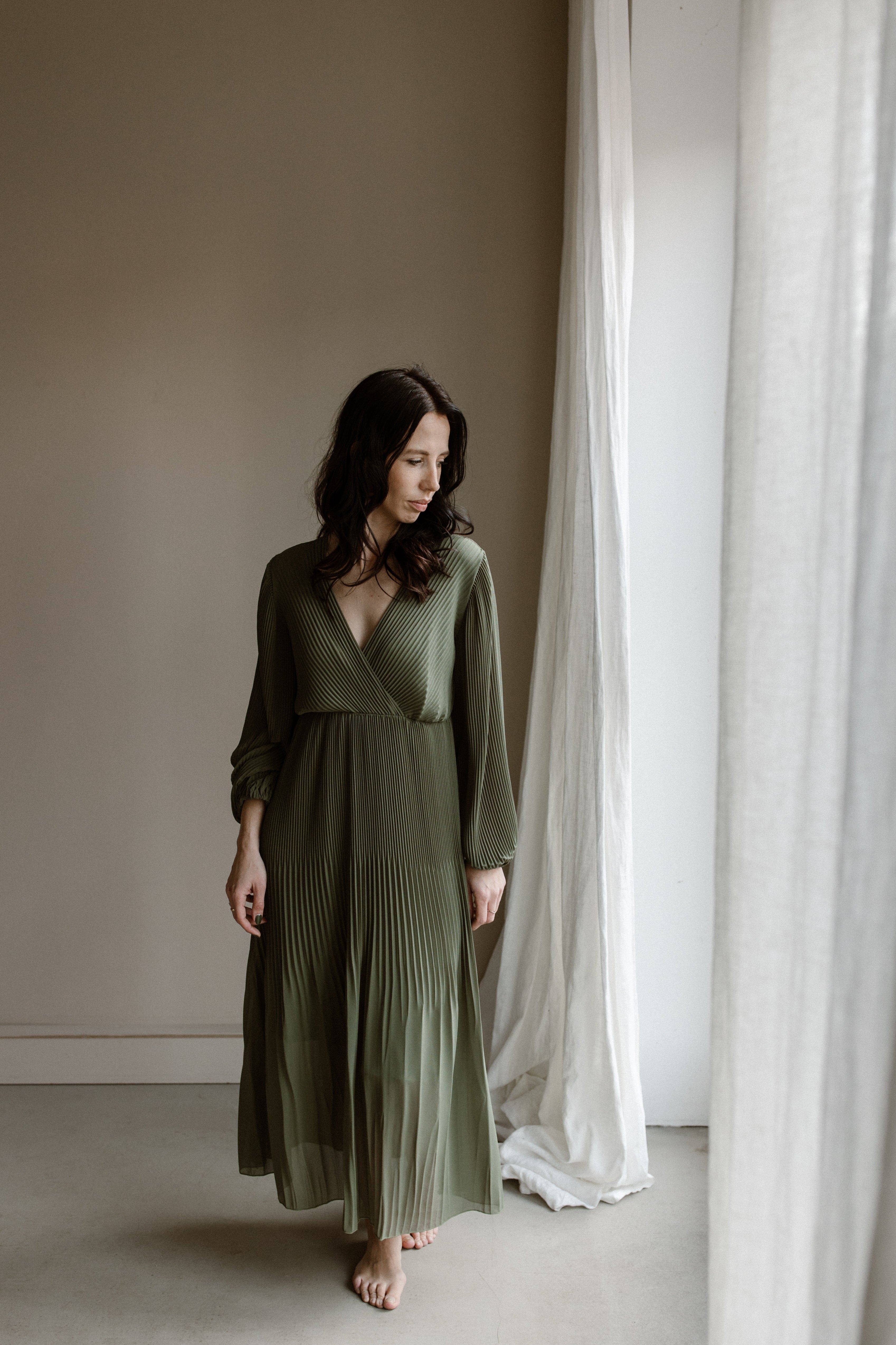 Jurk Fem leger groen