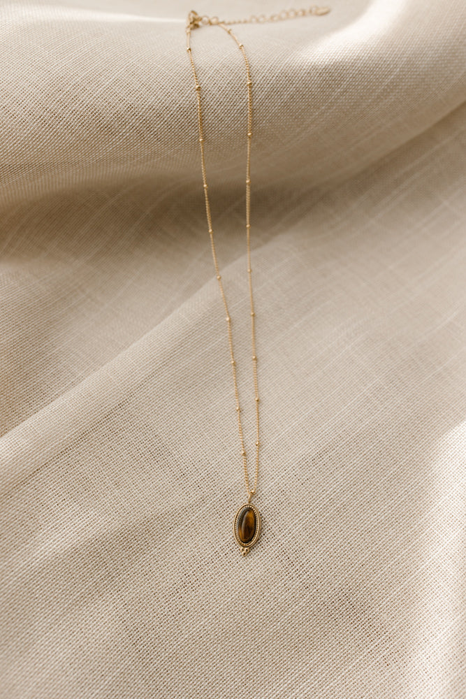 Collier ovale marron