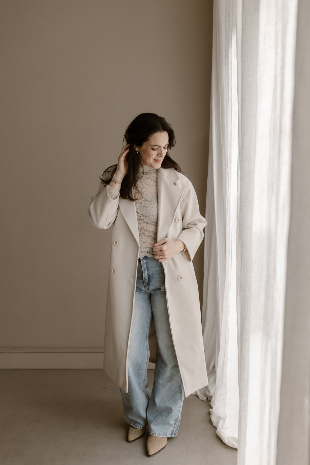 Jas Fleur Beige