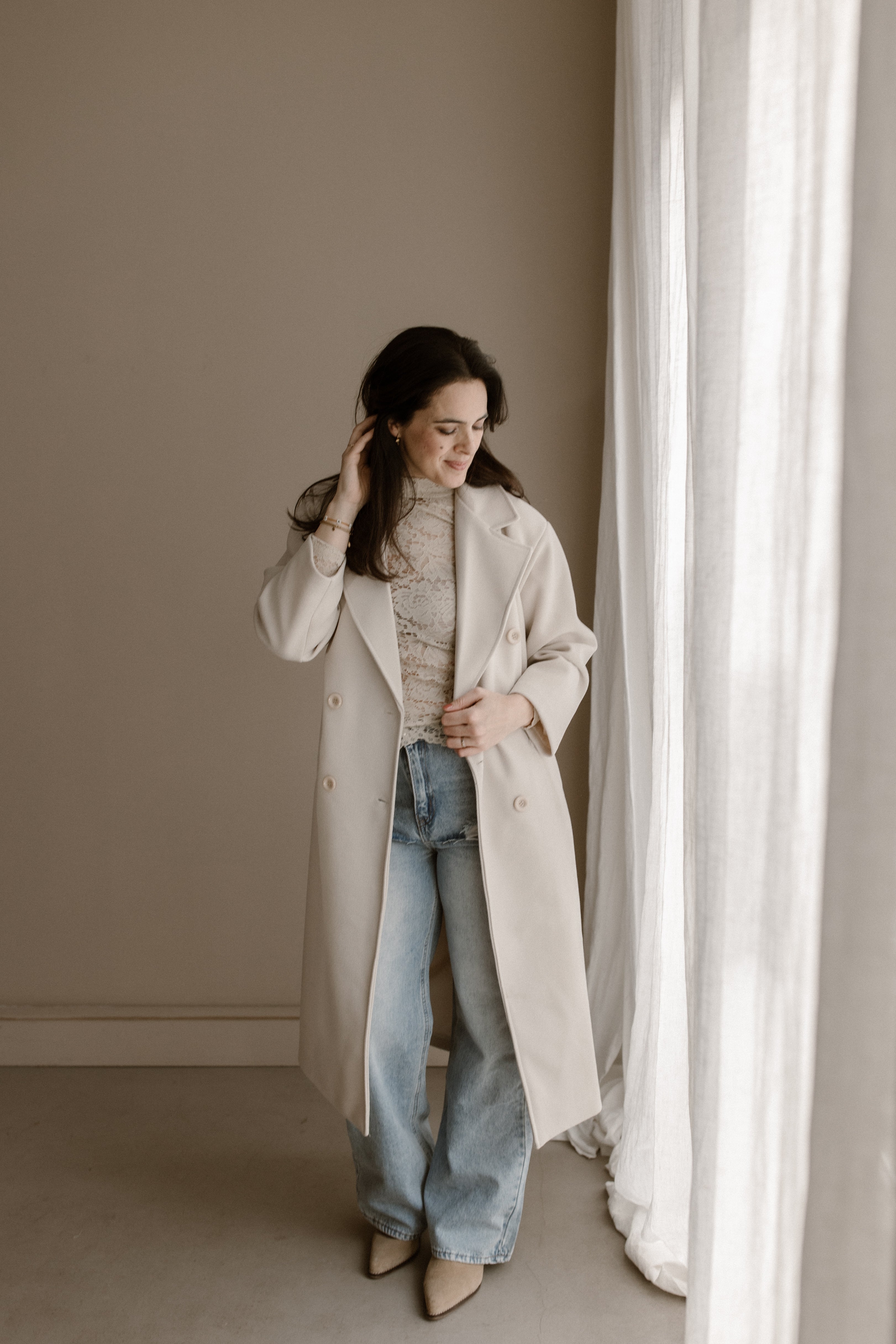 Jas Fleur Beige