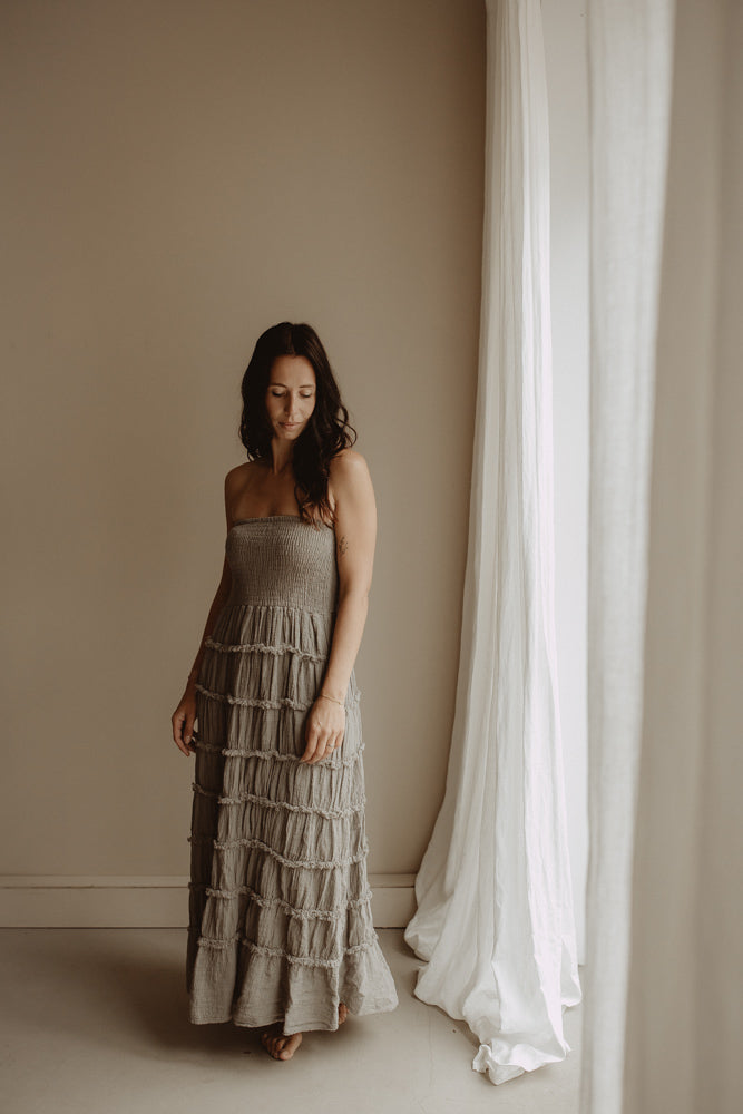 Jurk Strapless Taupe