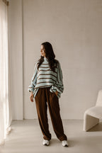 Trui maan stripe Licht Blauw/Bruin