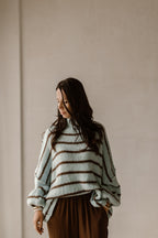 Trui maan stripe Licht Blauw/Bruin