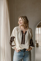 Bluse Mia Creme/Braun
