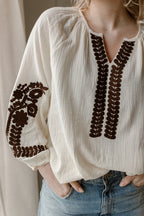 Bluse Mia Creme/Braun