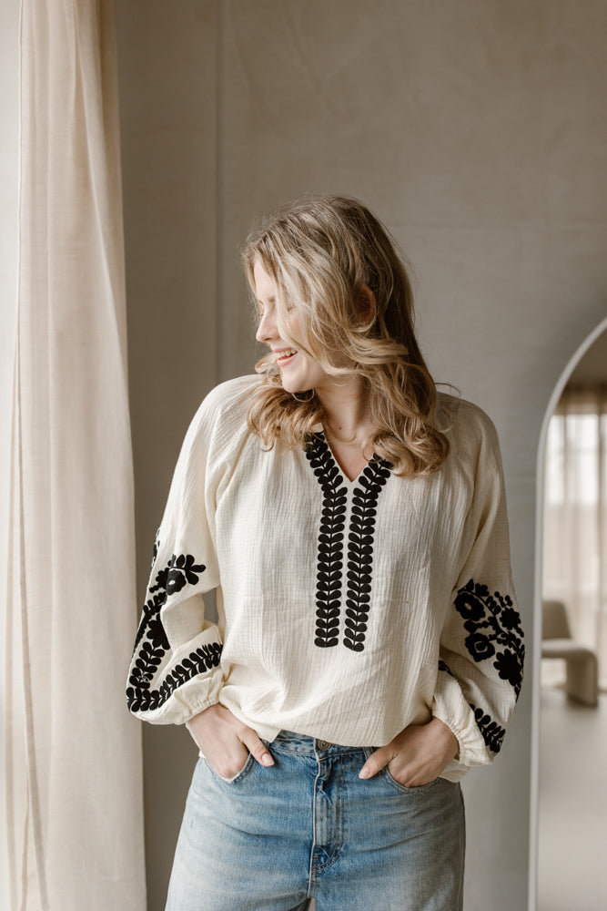 Blouse Mia Cream/Black
