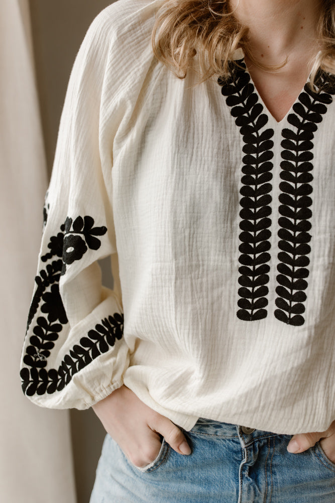 Blouse Mia Cream/Black