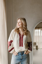 Bluse Mia Creme/Bordeaux