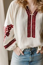 Bluse Mia Creme/Bordeaux