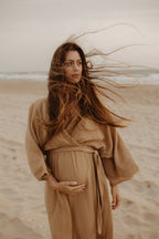 Jurk Jet Mousseline Licht camel