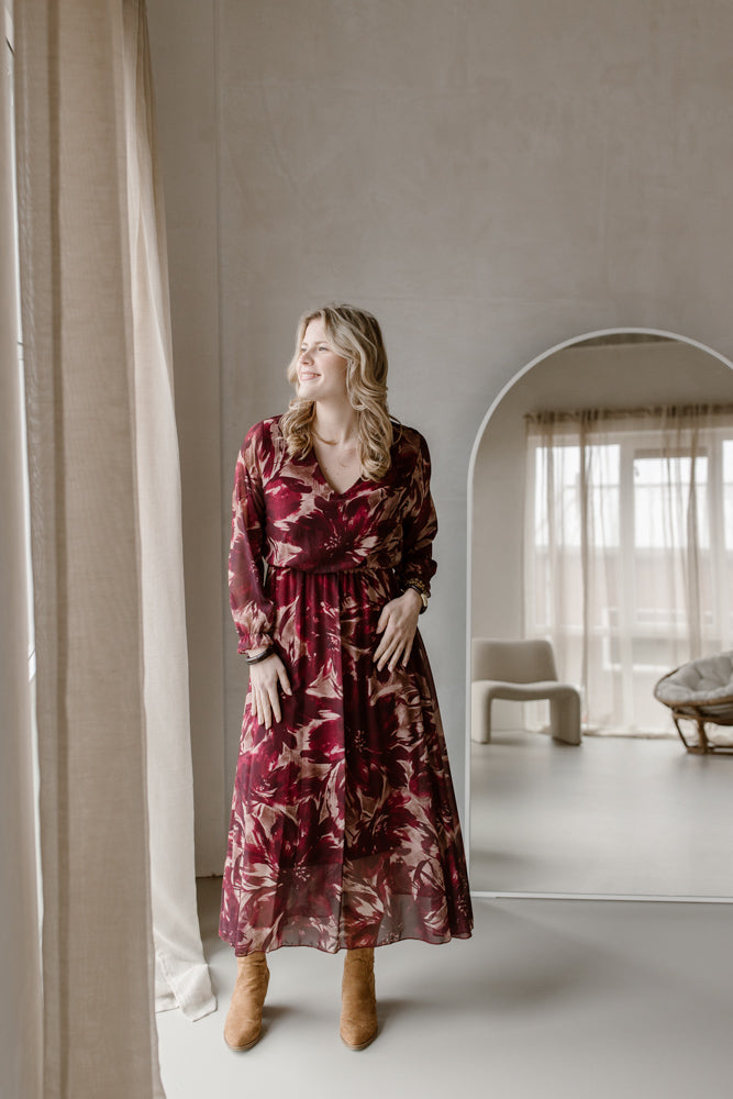 Kleid Modell Suze Bordeaux/Creme