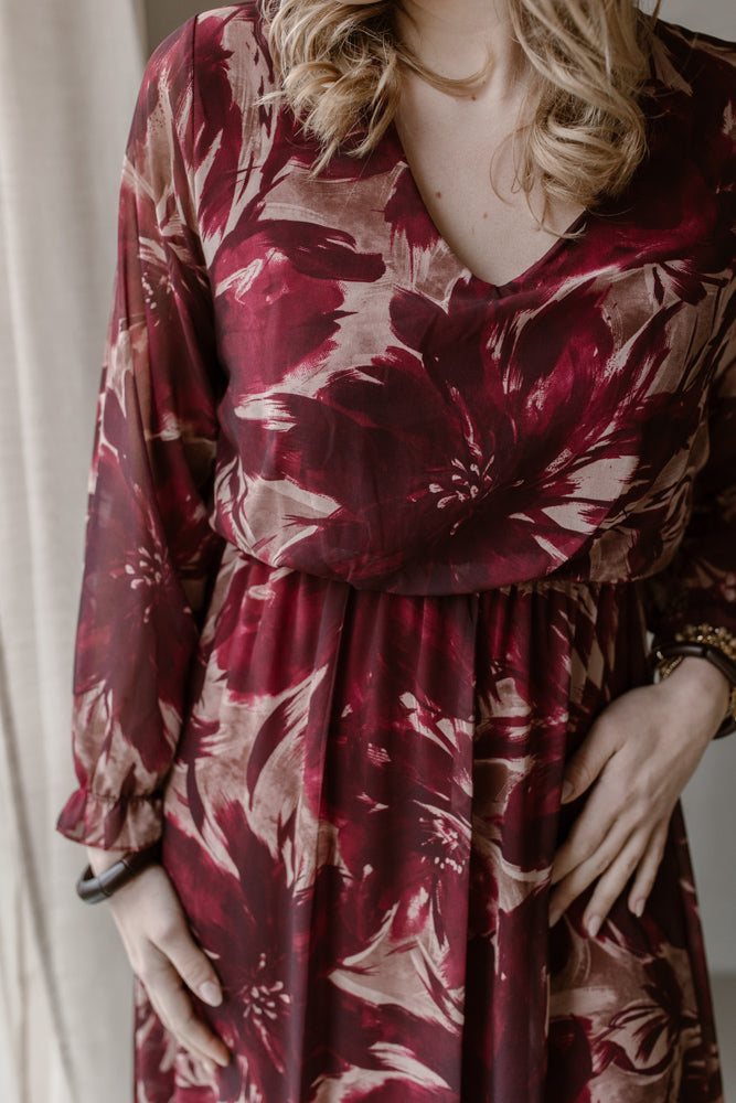 Kleid Modell Suze Bordeaux/Creme